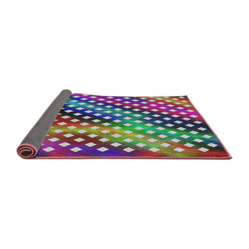 Tapis rose/vert/rouge tissé à la machine, Carré 4 pi