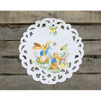 Easter Bunny on White Doily 