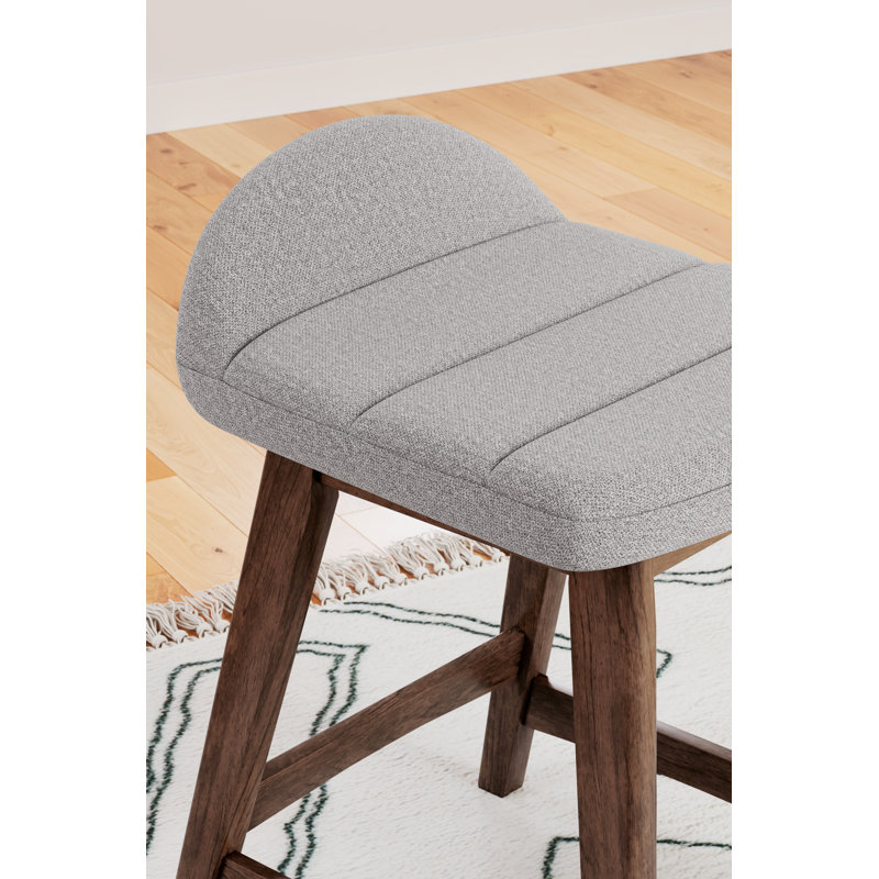 Munana Upholstered Counter Stool with Solid Wood Frame, Light Gray