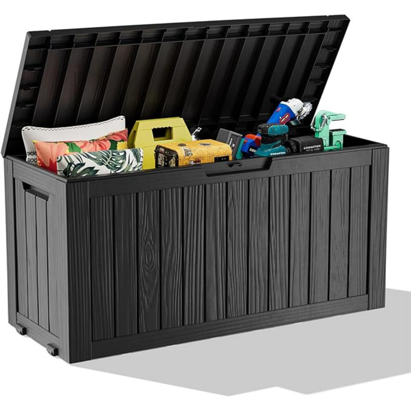Outdoor Deck Storage Box – 28-260 Gallon Durable, Weatherproof & Lockable Resin Cabinet for Patio & Garden, Black