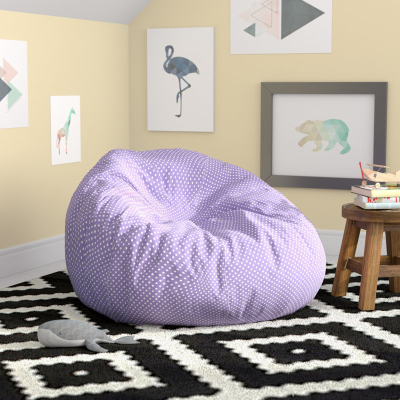 Fauteuil à billes en coton Classic, Lavande / sergé de coton blanc, Grand