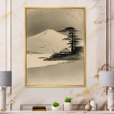 «Winter Landscape with Fuji Mountain», impression sur toile