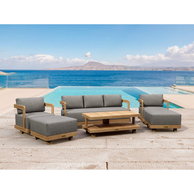 Granada Teak 7 - Person Patio Conversation Set with Sunbrella® Cushions
