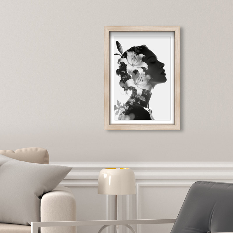 Nocturne Bloom Shadowbox People Print by Oliver Gal, Black Frame, 10 x 15, 16.5" H x 11.5" W, Natural Oak Shadowbox