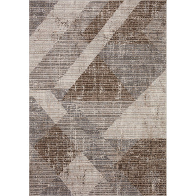 Tapis géométrique brun / gris Sidwell