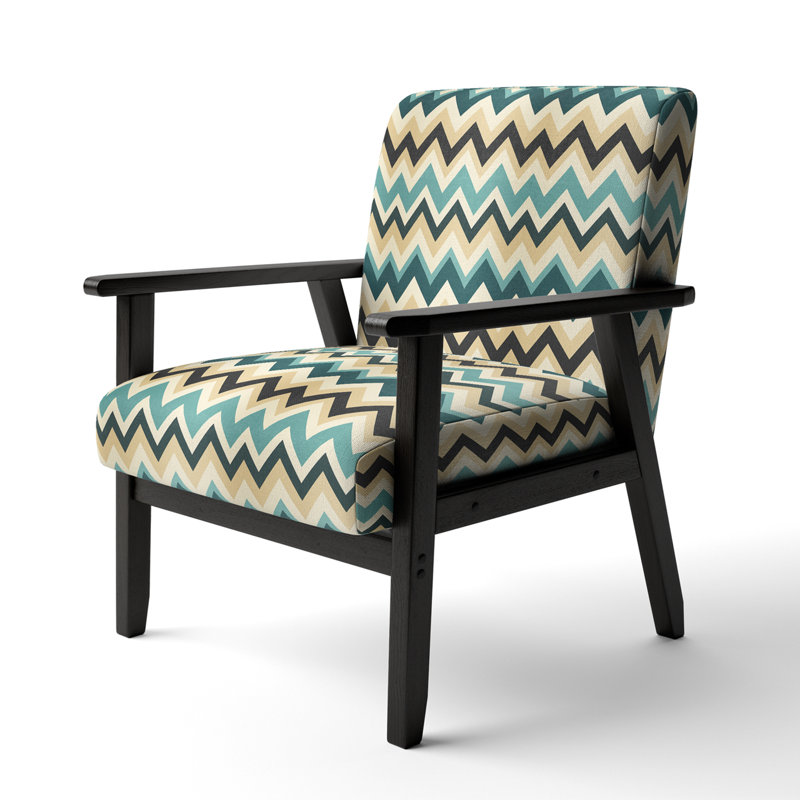 Fauteuil de 23 po de large Cantina, Bleu sarcelle / polyester jaune, Accoudoirs carrés noirs