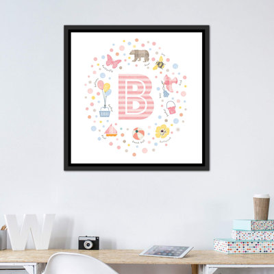 Lettre illustrée B rose - impression