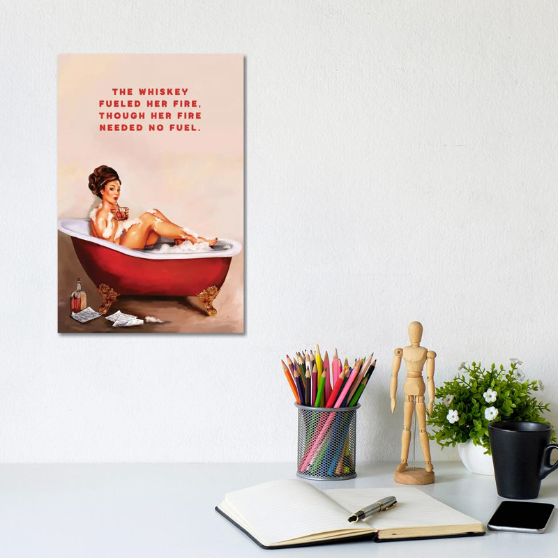 Whiskey Fuel Fire Bath - Print on Canvas, 20.32 cm H x 30.48 cm W, Wrapped Canvas