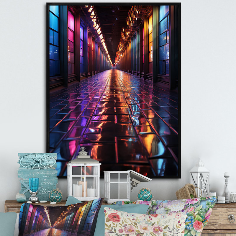 «Colorful Tunnel Urban Mirage», impression sur toile, H 44 po x l 34 po x P 1,5 po, Cadre flottant noir