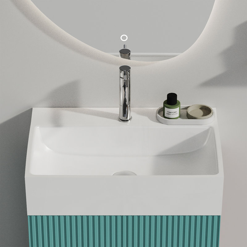BB15-20Y-301 20"X14" Integrated White Ceramic Bathroom Sink With 1 Faucet Hole & Overflow(Includes Only The Bathroom Sink)