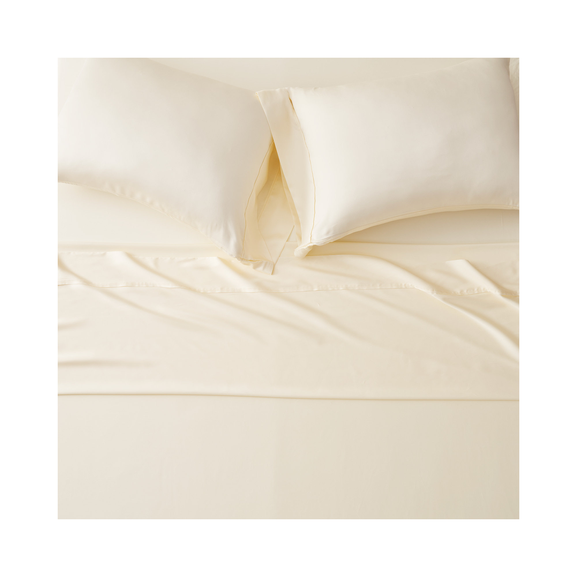 Tencel Sheet Set 4 Pieces, Queen Sheet Set + 1 Fitted Sheet + 2  Pillowcases, Cream White