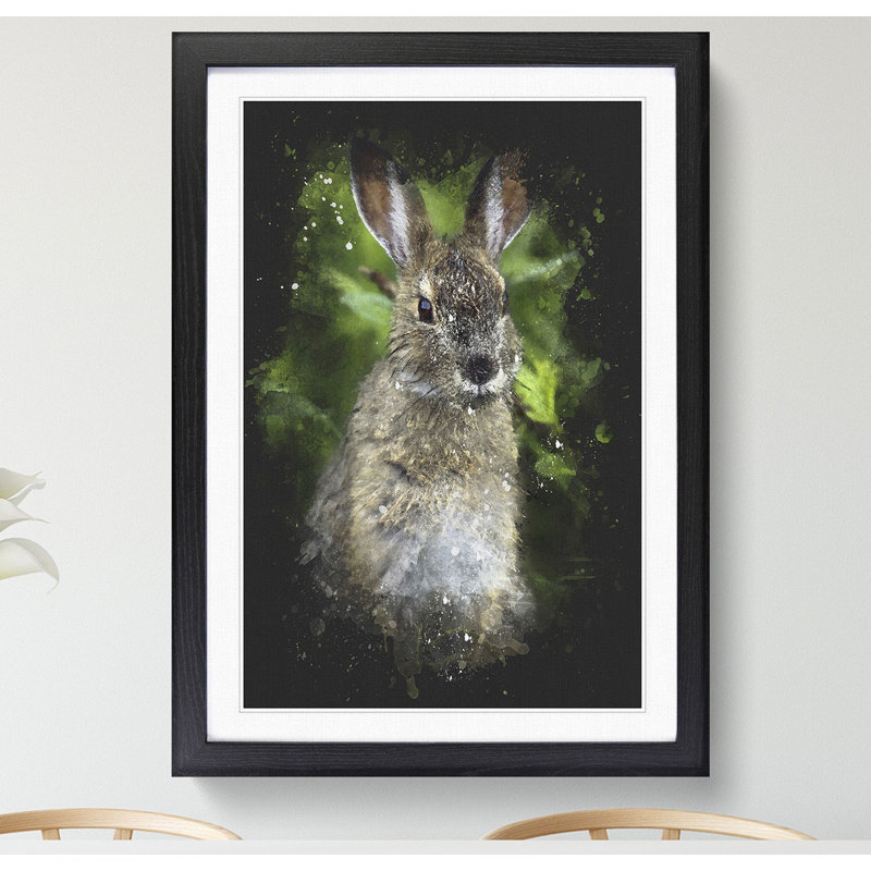 Brown Rabbit Paint Splash - Picture Frame Graphic Art, Black, 36cm H x 27cm W x 2cm D