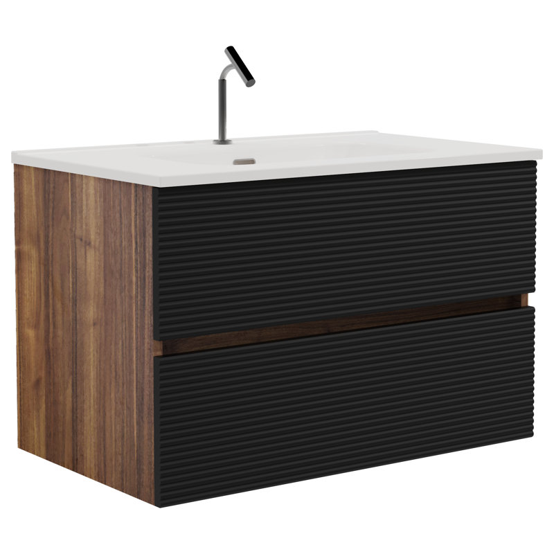 Meuble-lavabo autoportant avec lavabo et 3 tiroirs Skara