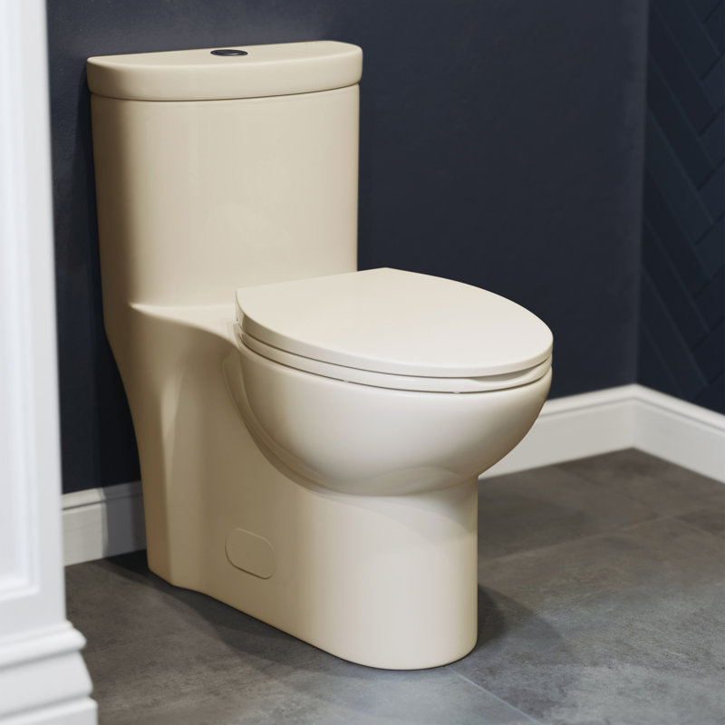 Toilette allongée une pièce à double chasse Sublime Bisque 1,1 / 1,6 gallon par pièce, Bisque, Haut