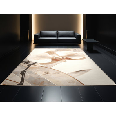 Tapis beige moelleux moelleux en orchidée chic et luxueux beige - reliure beige