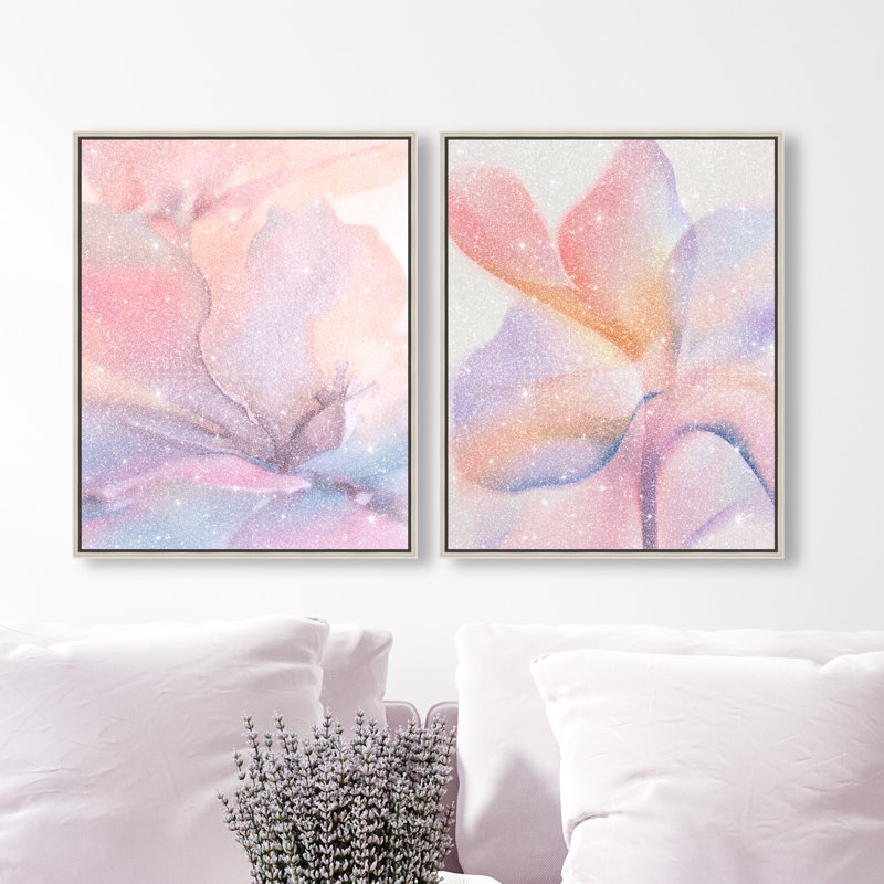 Watercolor Petals Set Set by Oliver Gal, 17"H x 21"W, Silver Floater Frame