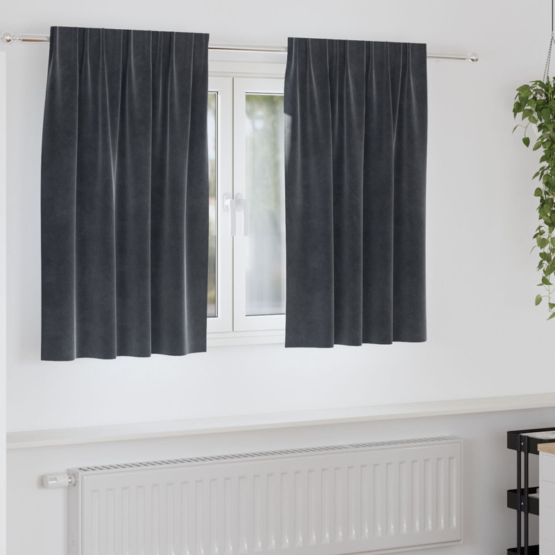 Curtains Polyester 140Cm Sound-Absorbing, Charcoal, 140cm Width x 140cm Drop