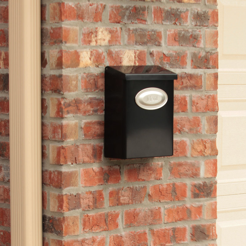 Medium Black Powder Coated Steel Lockable Wall Mount Mailbox