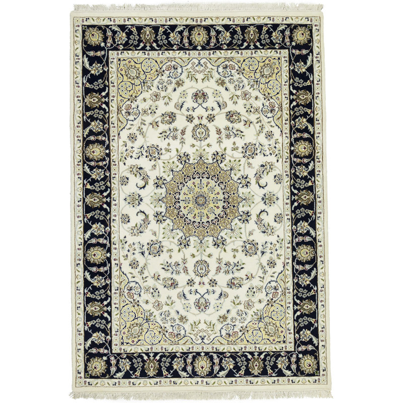Tapis crème crème 4 x 6 Indo-Nain