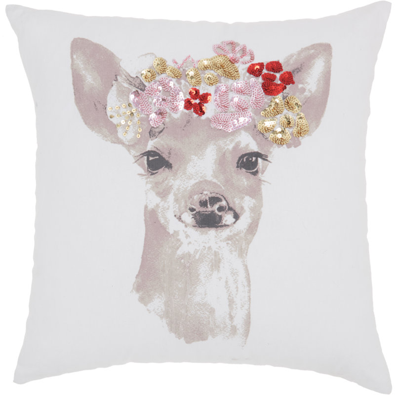 Appliqued Cotton Throw Pillow