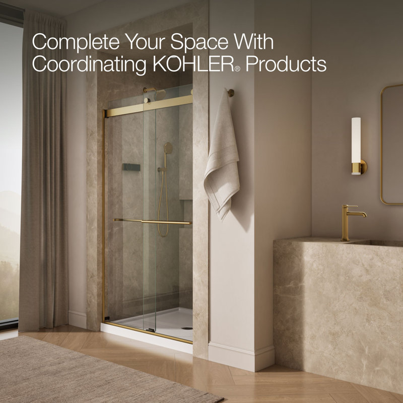 Levity Plus Less Sliding Shower Door, 81-5/8 In. H X 44-5/8 - 47-5/8 In. W, With 3/8 In.-Thick Crystal Clear Glass, Bronze