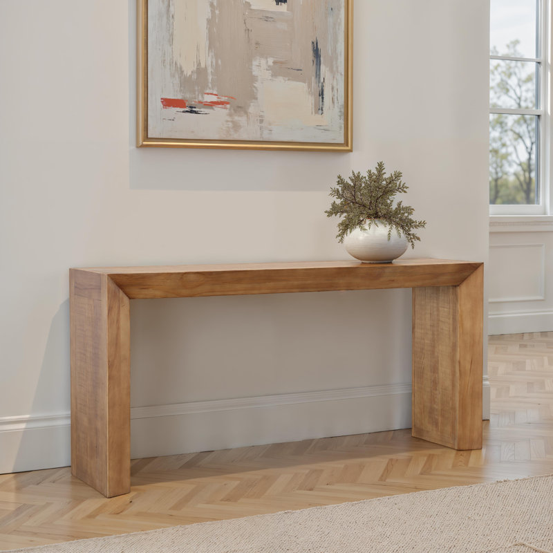 Sonya 65" Wide Solid Reclaimed Pine Console Table, Natural, Light Warm Wash