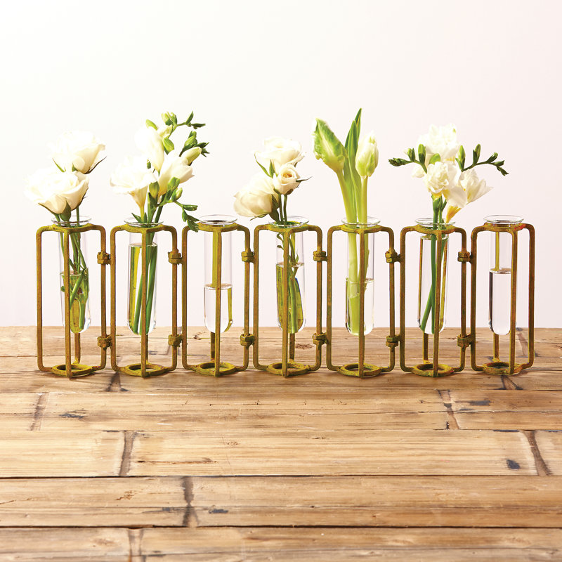 Metal Table Vase, Antiqued Gold