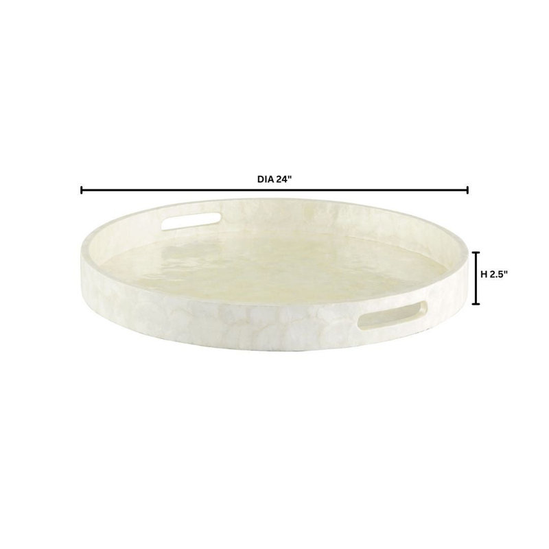 Triton Shell / Capiz Decorative Tray, 2.5" H x 24" W x 24" D, Pearl