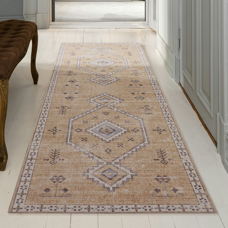 Tapis sable et ivoire Maril Haden, Tapis de couloir 1 pi 6 po x 8 pi