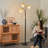 72" Rattan Arc Floor Lamp With Rotary Switch, Adjustable 3-Light Coastal/Boho/Farmhouse Style