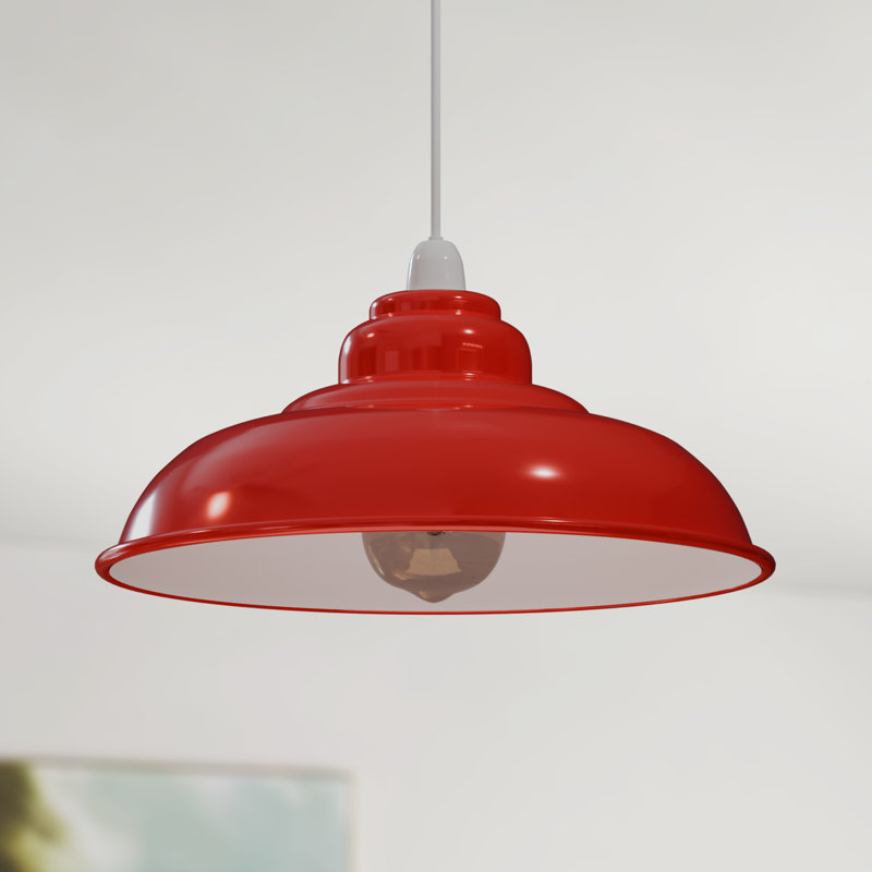 Eutropios 27cm H Metal Bowl Lamp Shade ( Screw On ), Red