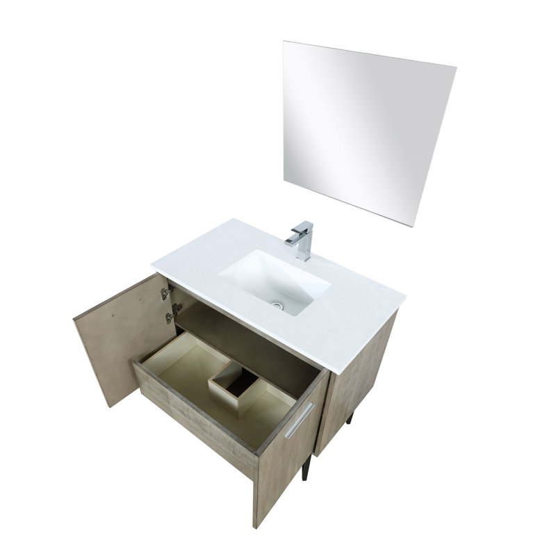 Lancy 36 in W x 20 in D Bath Vanity Faucet Set & Mirror", White Cultured Marble