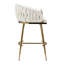 Tabouret de bar beige à dossier ondulé de 26 po, base chromée dorée, matériau de la peau, coussin à rebond élevé, pieds réglables, tabouret de velours, de dossier et de repose-pieds confortable pour la chambre à coucher et le bureau