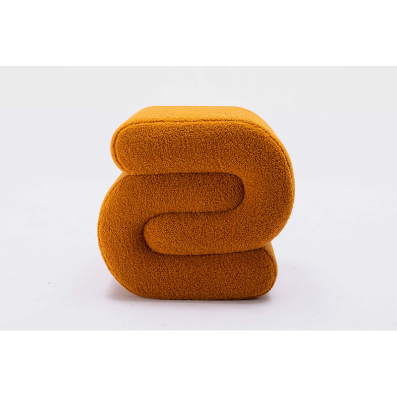Merchiston Solid Wood Accent Stool, Orange Teddy