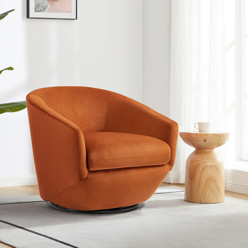 Fauteuil demi-tonneau pivotant rembourré Aunna
