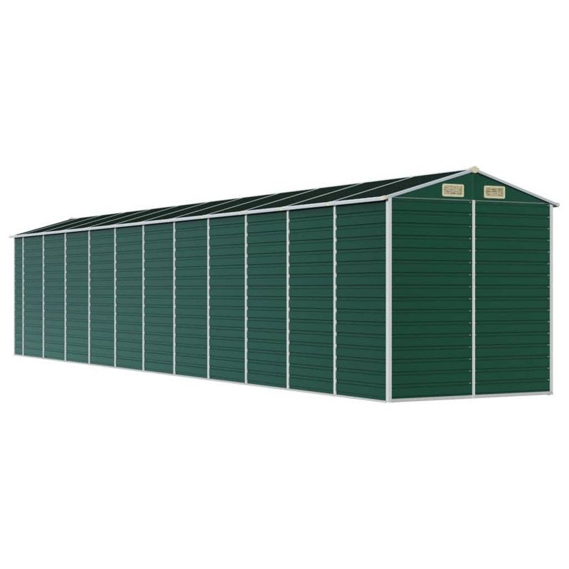 Grande remise en acier galvanisé Vidaxl, H 77,9 po x l 385,8 po x P 75,2 po, Vert