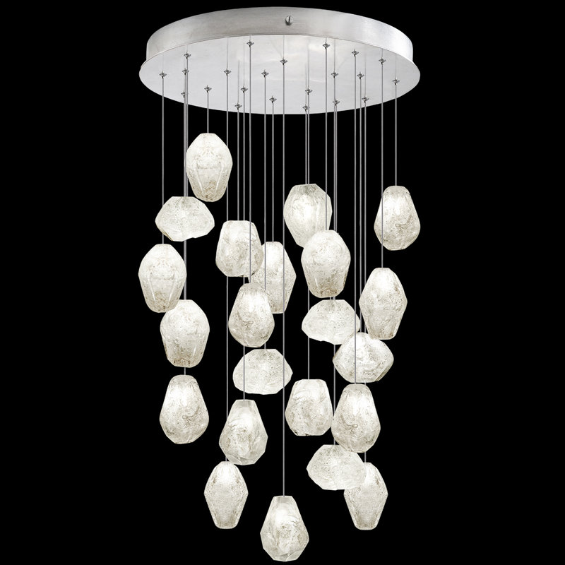 Natural Inspirations 10 - Light Cluster Pendant, 4.75" H x 22" W x 22" D, Silver/Natural Quartz, 10