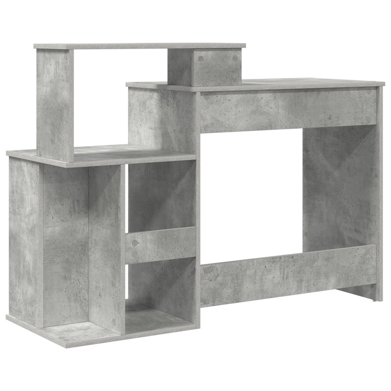 Desk With Storage 120.5X44x88.5 Cm Engineered Wood, Concrete Grey