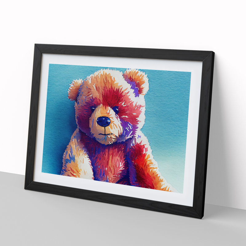 Cute Teddy Bear - Framed Print, Black, 34cm H x 46cm W x 2cm D