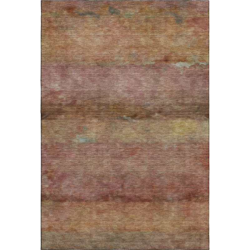 Premium Machine Washable Mayfield AMF2311 Stripes Rug, Terracotta, 10' x 14'