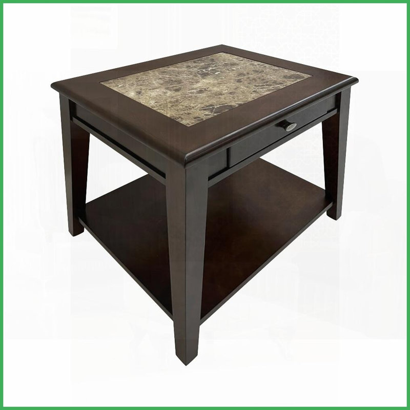 Table basse en bois à finition cerisier pour le salon, rangement pratique avec tiroir en queue d'aronde et amp; Tablette inférieure
