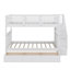 Lit superposé double sur lit double pour chambre à coucher, avec tiroir, espace de rangement et garde-corps sur escalier-1407840340