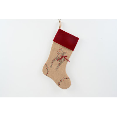 Chaussette de Noël rustique renne, 20 po
