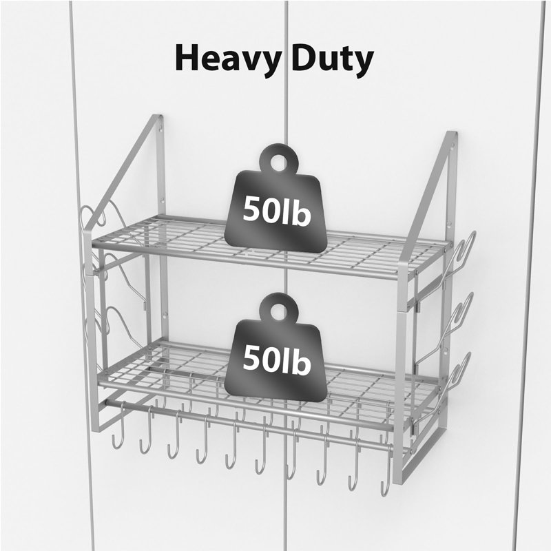 28 Inch Pot Rack Wall Mounted, Silver