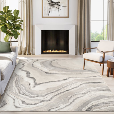 Tapis abstrait gris et beige Abani