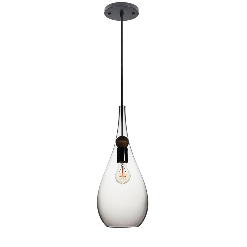 Luminaire suspendu en verre soufflé à la main 18 po Earth, Noir mat