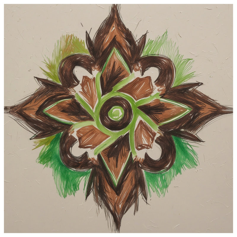 Brown Green Mandala Art Comforter, Twin