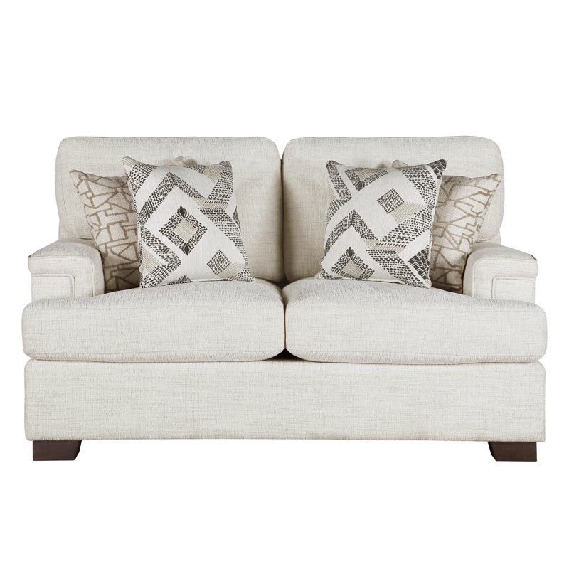 Moderne Élégance Confort Causeuse Crème Chenille Tissu D'ameublement Décoratif Coussins En Bois Massif Meubles De Salon 1 Pc