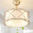 Gold Boho Chandelier Ceiling Fan With Light And Remote Control, 6-Speed Reversible Motor, Fabric Drum Shade For Bedroom, Living Room, Nursery - Mid-Century Modern Design