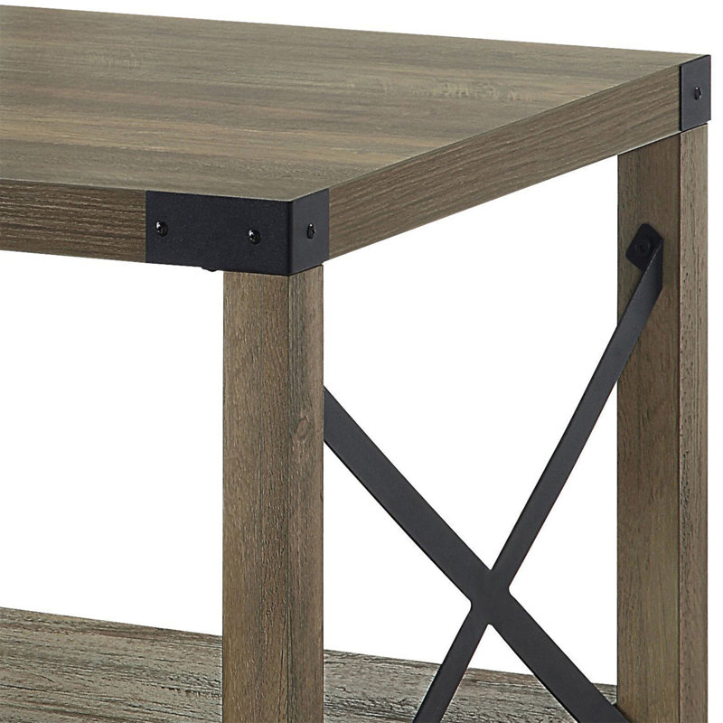 Rustic Oak Coffee Table With Bottom Shelf